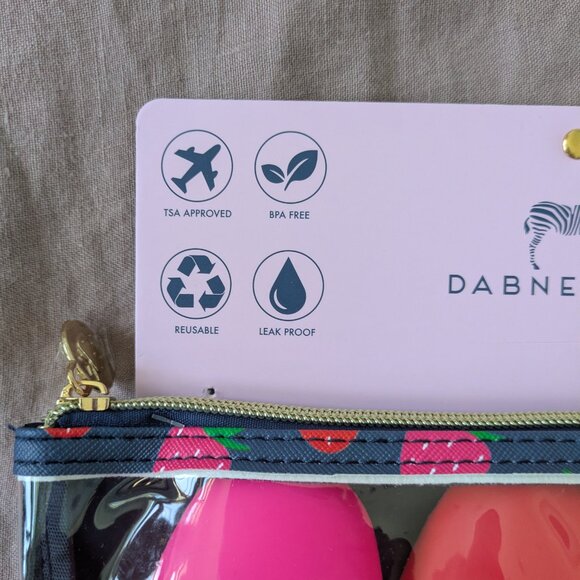 🌸 TSA Approved Clear Strawberry 4 Silicone Bottle Set & Pouch, Pink & Red NWT - Picture 4 of 8